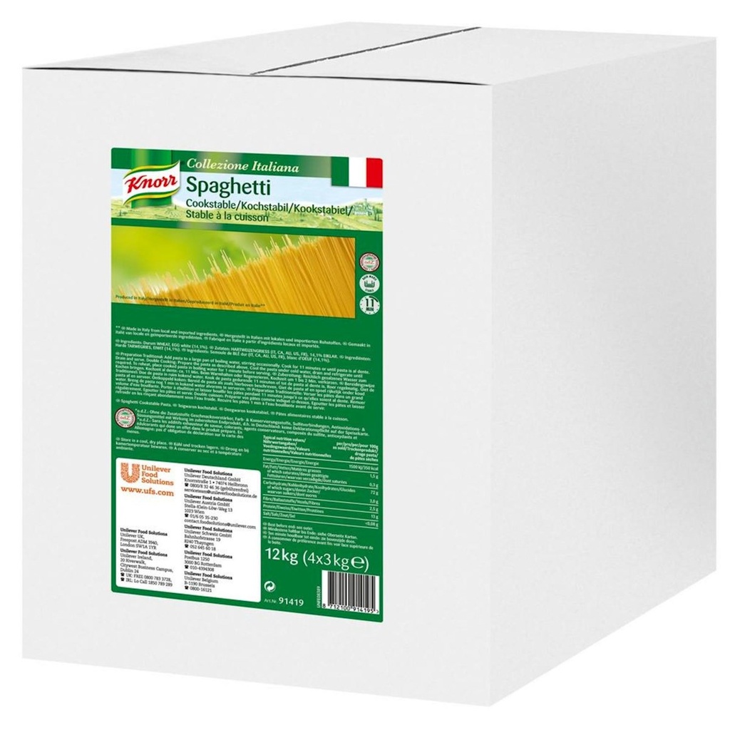 [K66796] Knorr Pasta Spaghetti 4X3Kg Kookstabiel