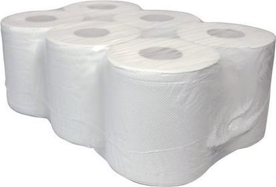[111006] Rouleau D'Essuyage Midi 6 Pcs 2 Plis Blanc 152 M