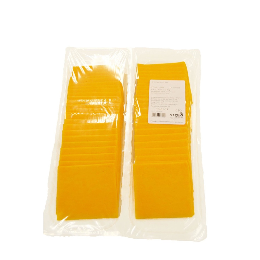 [43256] Cheddar Sneetjes 10Op10 Rood Vepo 1 Kg