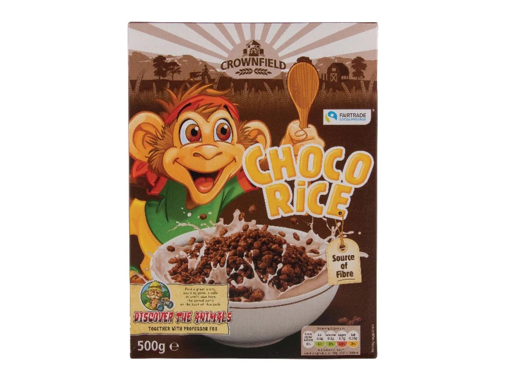 [195611] Céréales Pour Petit Déjeuner Crownfield Chocolat Rice 500G