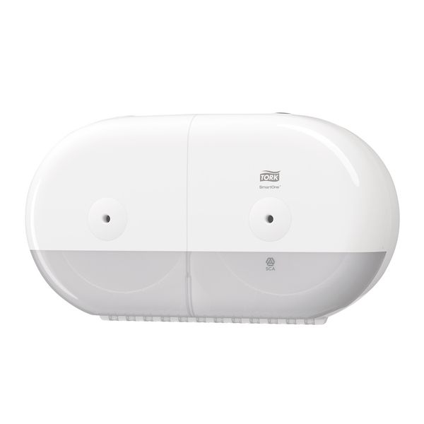[682000] Tork Dispenser Smart-One Mini Twin Toilet Roll Wit Elevation T9