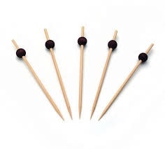 [600520.75] Piques En Bambou Avec Boule Noire 250Pcs