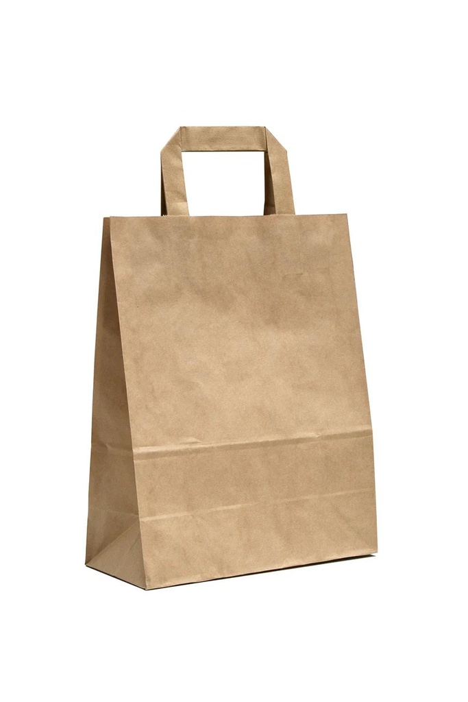 Papieren Draagtassen Plat Handvat 26X12X34 Bruin 250St