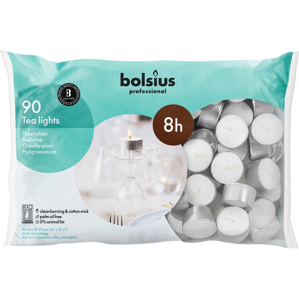 [HKWTL8] Bolsius Theelichtjes 8U 90St