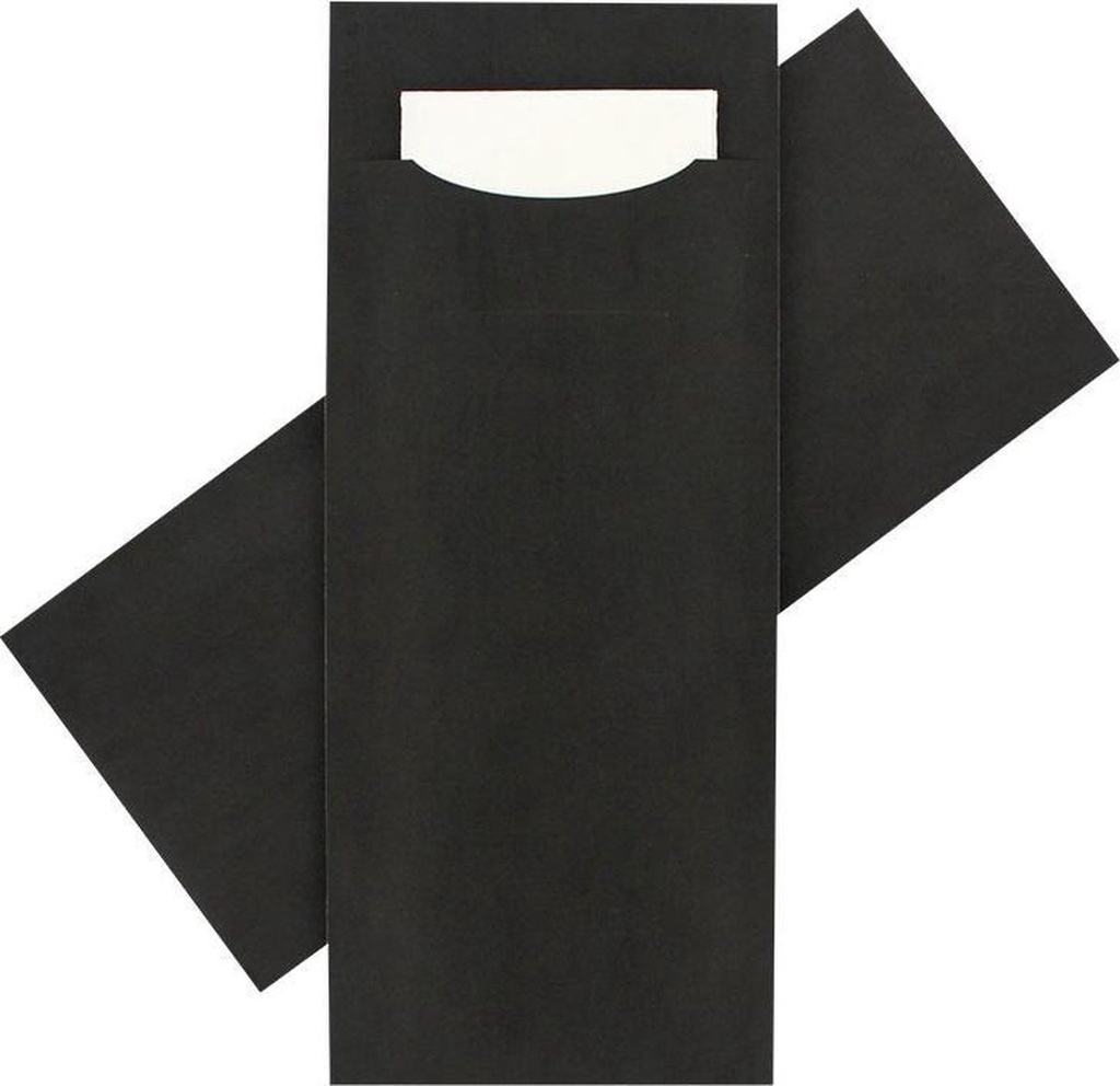 [240107.66] Pochette Zwart +Serv Wit 500St