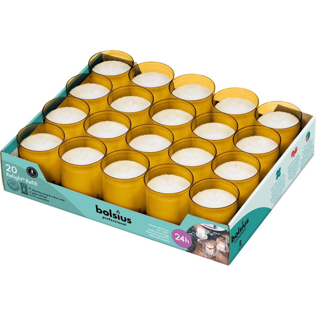 [99919] Bolsius Relight Navulling Amber 24U 4X20St