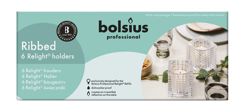 [711500] Bolsius Relight Houder Ribbed 2X6St