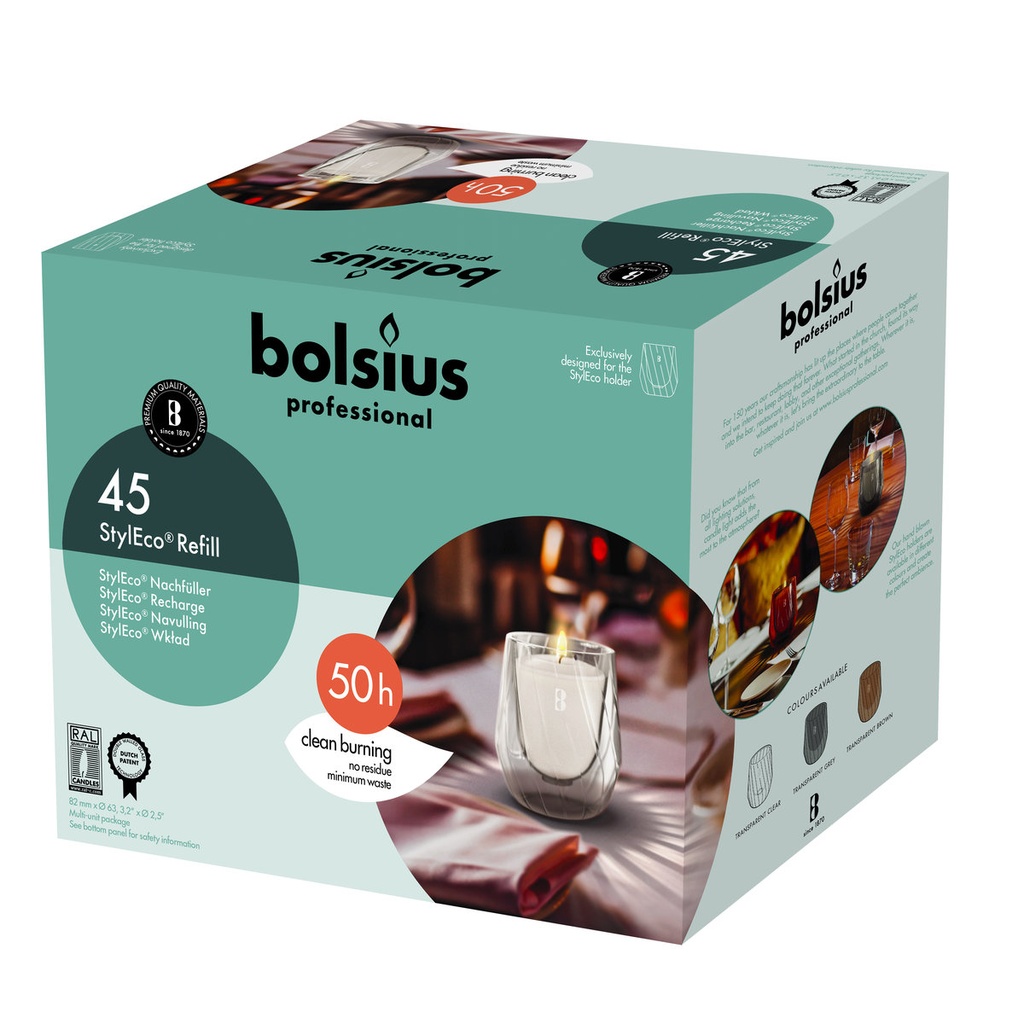 Bolsius Styleco Refill Blanc 50U 45Pcs