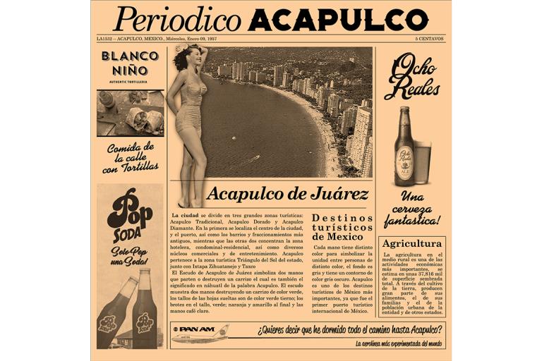 [LA1532.1] La Streetfood Newspaper Acapulco Brun 30X30Cm 1000Pcs