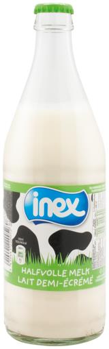 Inex Lait Demi-Écrémé 0,5L Verre + Consigne (Casier 2,75 - Bouteille 0,20€)