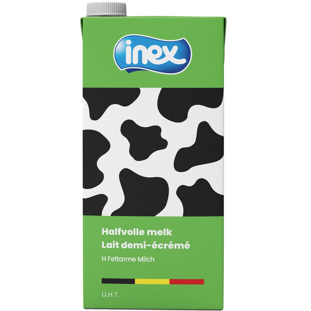 Inex Halfvolle Melk Uht Brik 1L Brick Schroepdop (Verpakt Per 12)