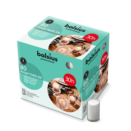 Bolsius Relight Navullingen Grijs 30U 80St